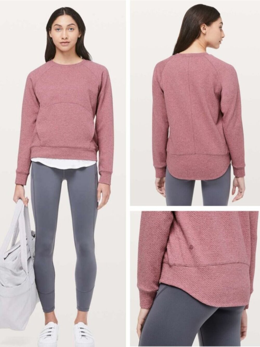 LULULEMON Catch A Moment Crew Size 12 Heathered So Merlot